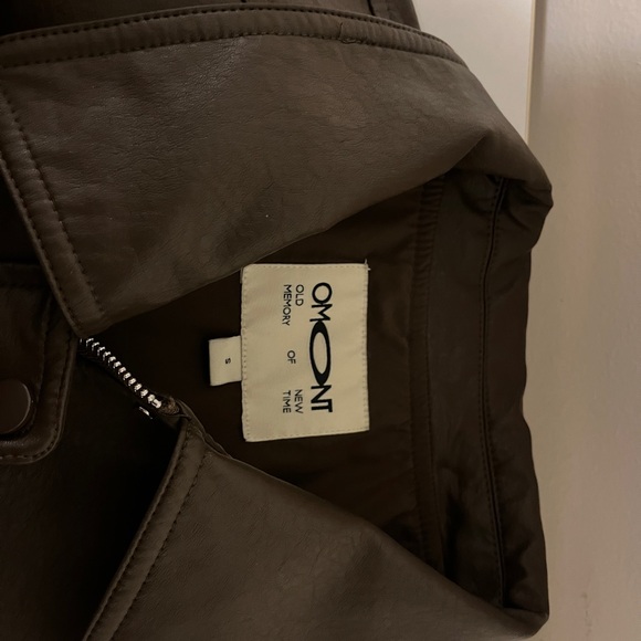 Brown Leather Bomber Jacket - Picture 3 of 5